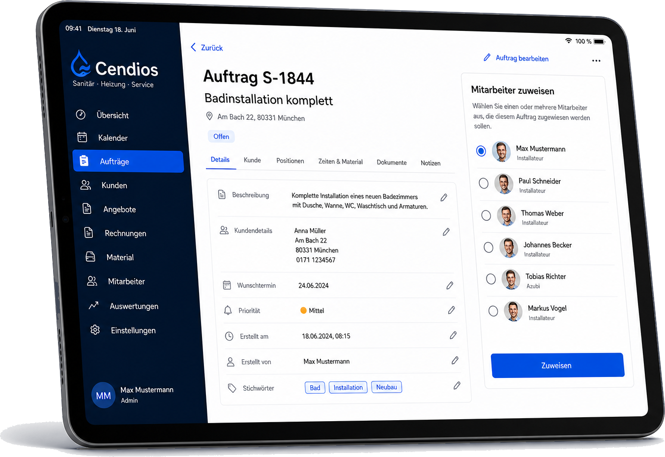 Cendios auf dem Tablet